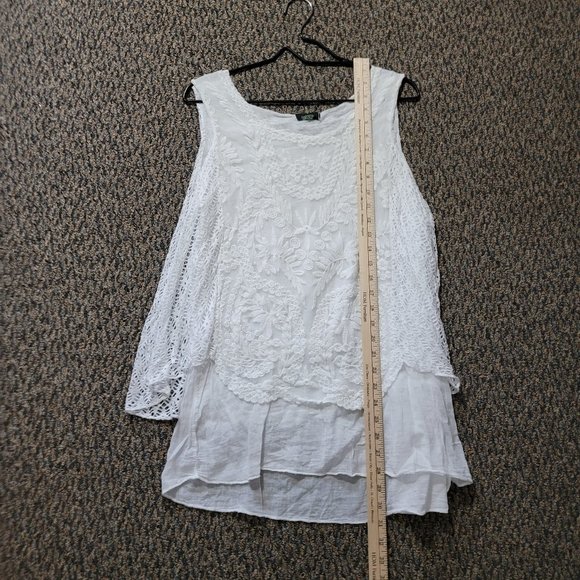 Cherishh Made in Italy White Lace Embroidered Tank Top *** No Size Tag *** - Picture 11 of 12